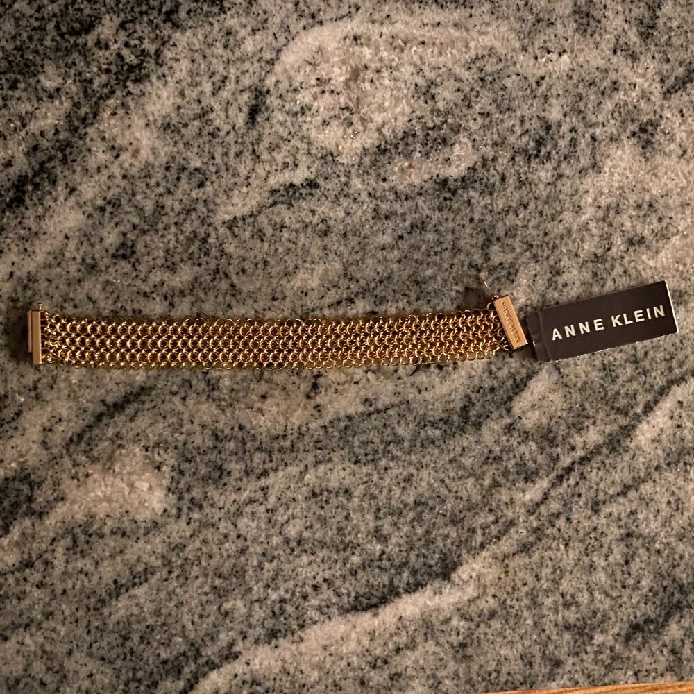 Anne Klein Gold Tone Mesh Bracelet 7.5"